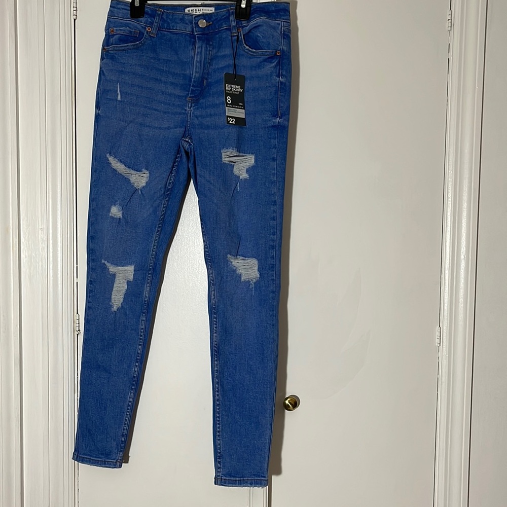 Denim&Co extreme rip skinny high waist size 8 brand new